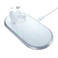 Choetech Qi 2in1 carregador sem fio para smartphones / Apple Watch com suporte (MFI) USB Tipo C branco (T317)