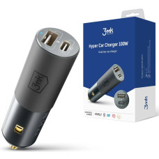3MK Hyper Car Charger, USB-C/USB, 100W, Preto 3MK Hyper Car Charger, USB-C/USB, 100W, Preto